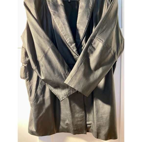 Vintage Wilson's Leather Men's * Black Trench Coat - Size XL, 100% Leather m1600